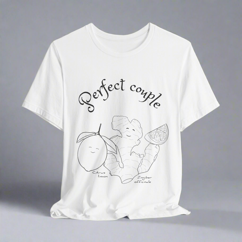 T-shirt with unique hand drawn illustration of Lemon and Ginger 