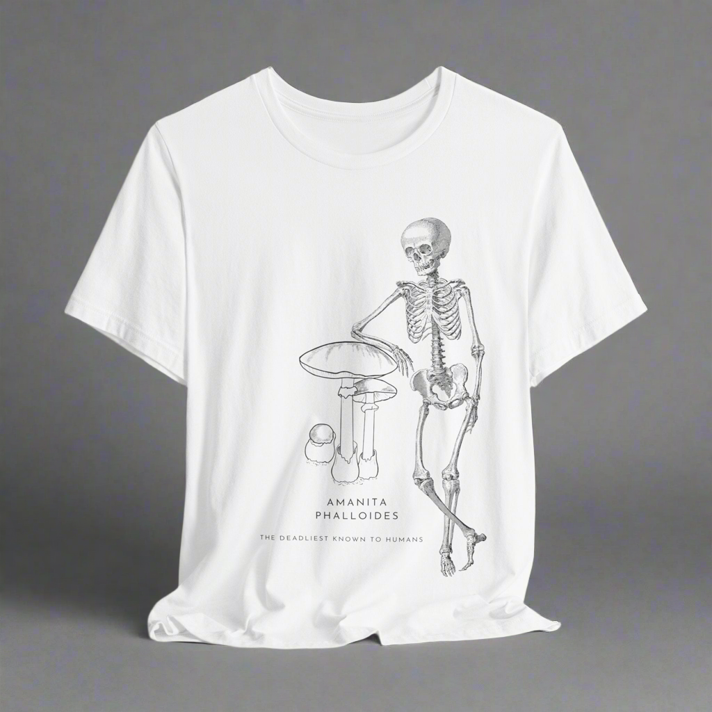 T-shirt with poisonous mushroom Amanita Phalloides