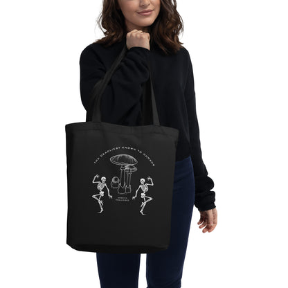 Black tote bag with sarcastic design