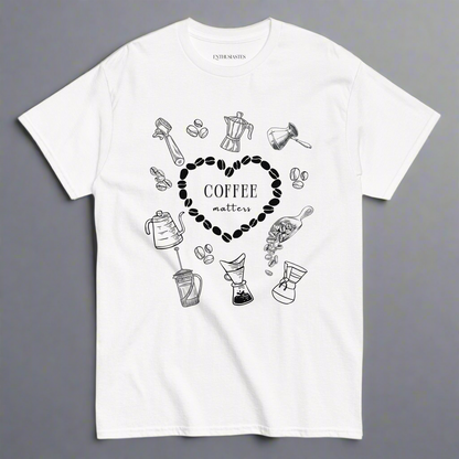 T-shirt with coffee graphics for coffee enthusiasts