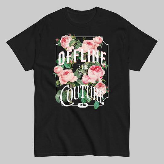 Floral ‘Offline is the new Couture’ t-shirt