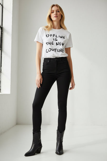 Handwritten ‘Offline is the new couture’ Unisex white