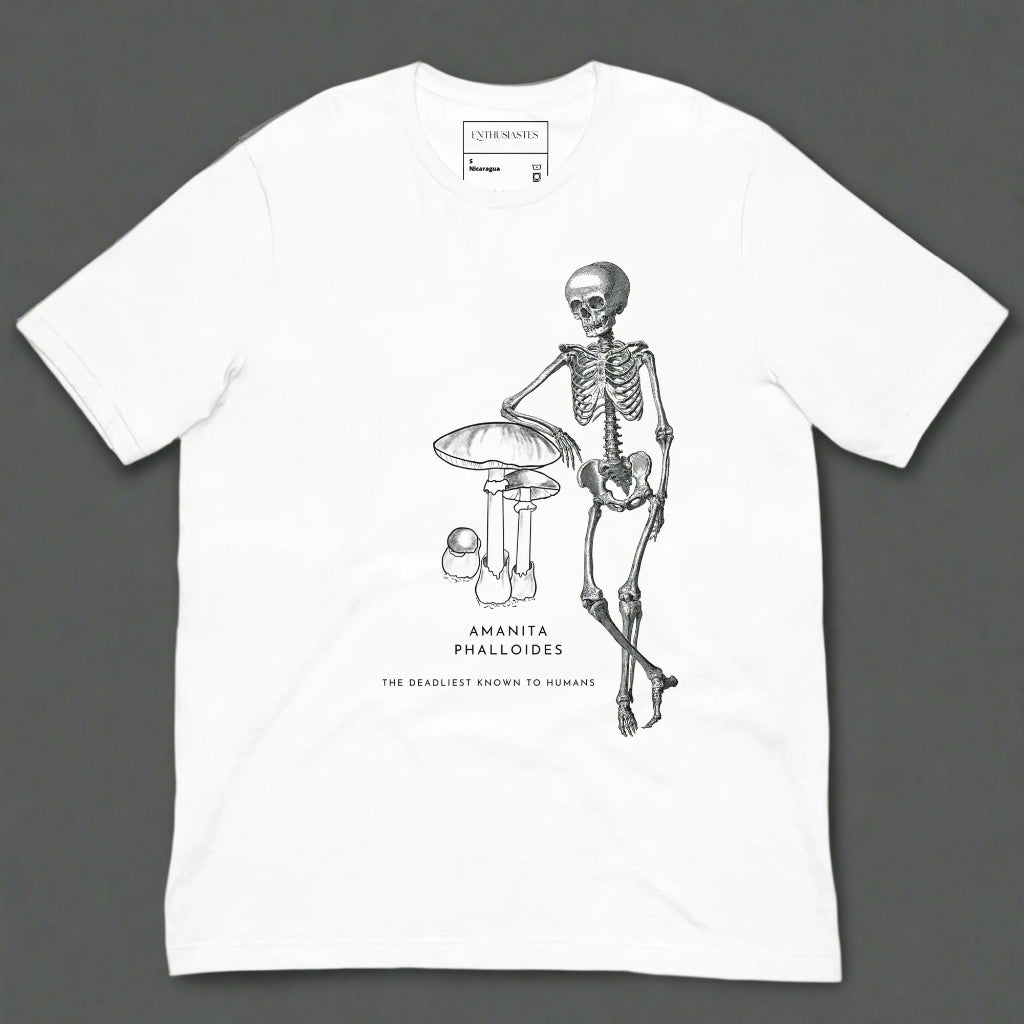 Sarcastic white t-shirt with skeleton